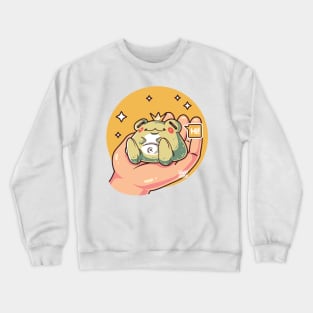 Sitting King Frog Collection: A Darling King Frog Perched on Palms Crewneck Sweatshirt